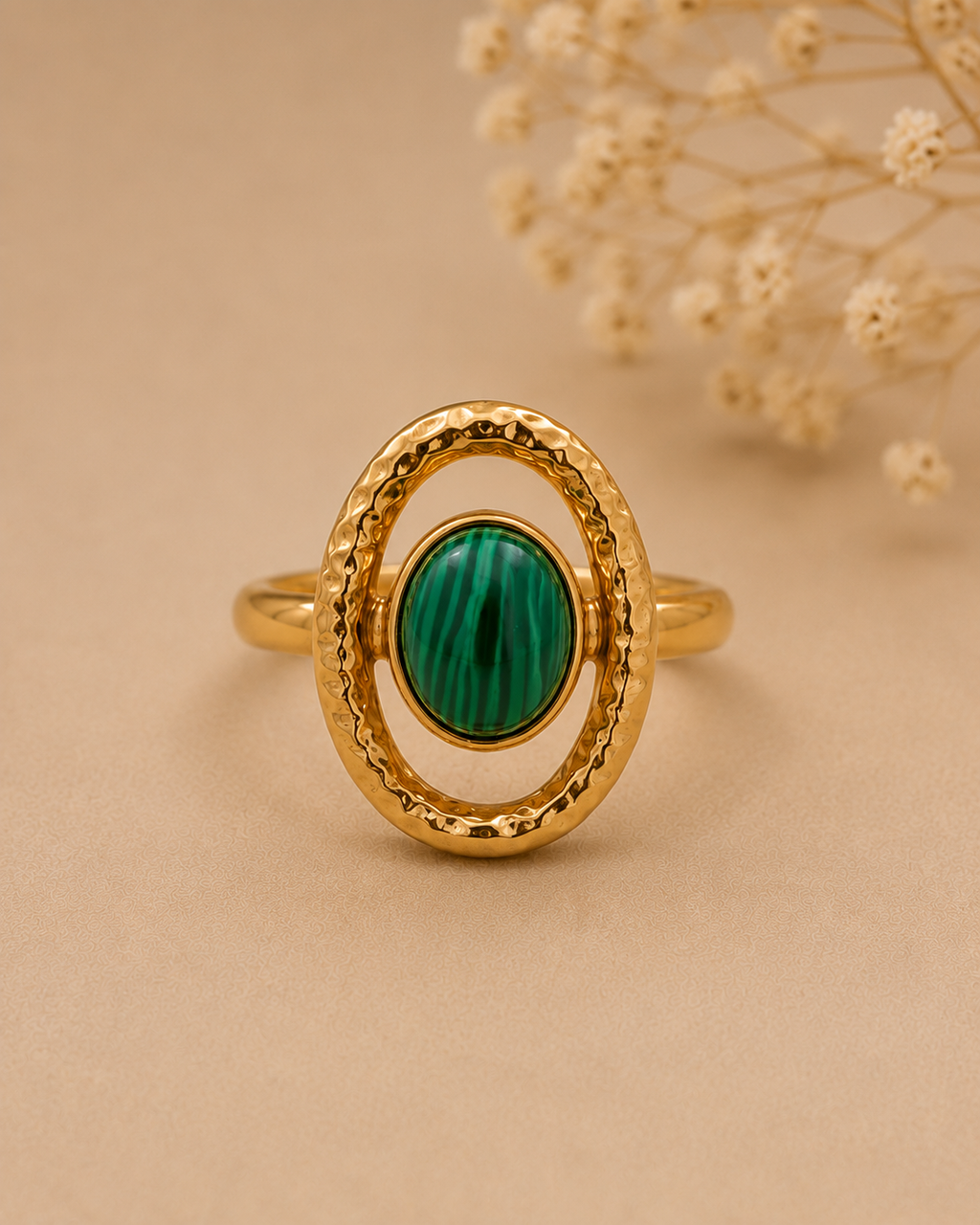 Adya Emerald Orbit Gold-Plated Statement Ring for Women