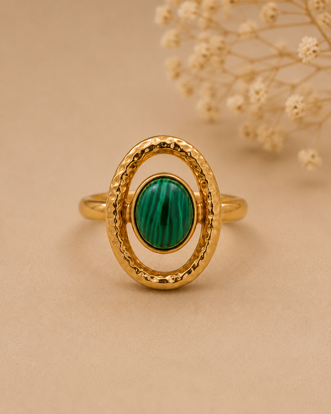 Adya Emerald Orbit Gold-Plated Statement Ring for Women