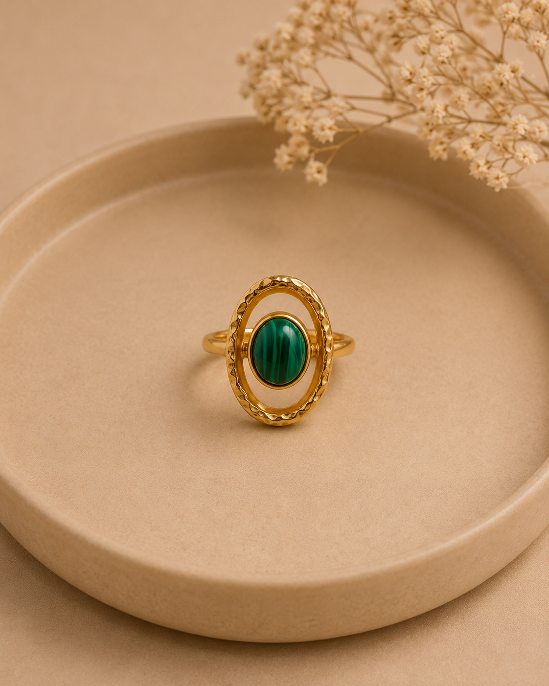 Adya Emerald Orbit Gold-Plated Statement Ring for Women