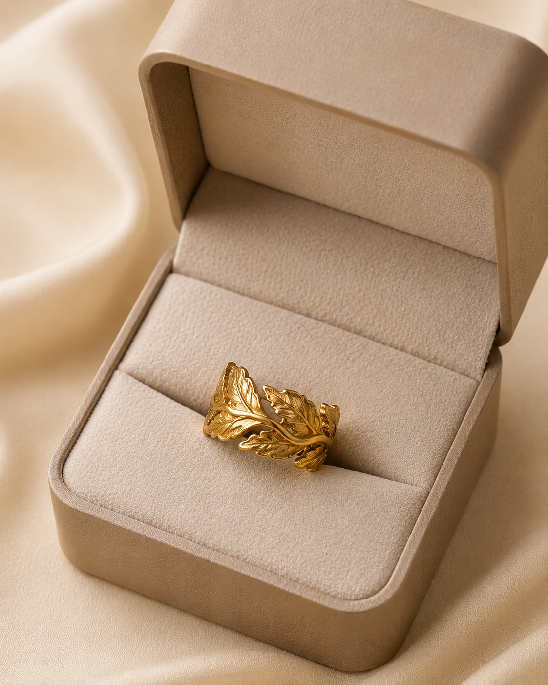 Adya Evergold Laurel Gold-Plated Adjustable Ring for Women
