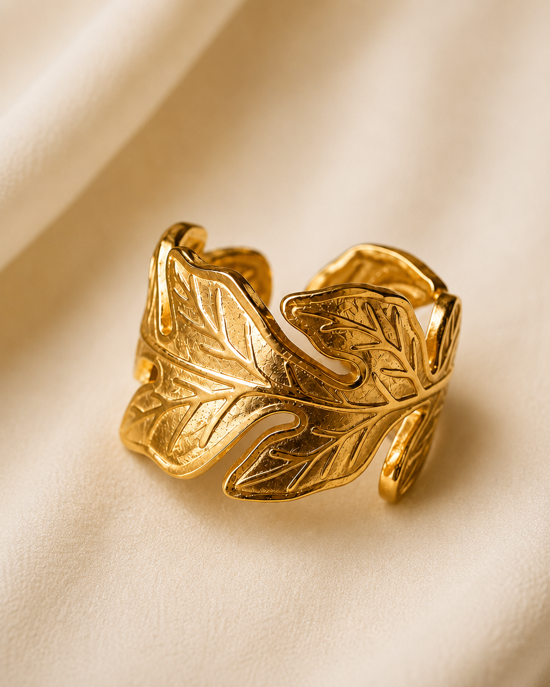 Adya Evergold Laurel Gold-Plated Adjustable Ring for Women