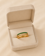 Adya Emerald Luxe Gold-Plated Stack Ring Set for Women