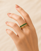Adya Emerald Luxe Gold-Plated Stack Ring Set for Women