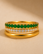 Adya Emerald Luxe Gold-Plated Stack Ring Set for Women