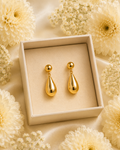 Minimal Gold-Toned Teardrop Drop Earrings for Women | Elegant Statement Dangle Earrings