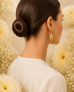 Minimal Gold-Toned Teardrop Drop Earrings for Women | Elegant Statement Dangle Earrings