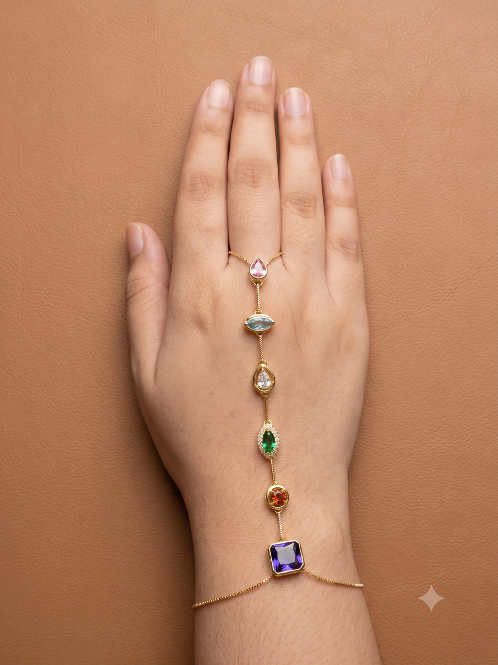 Adya Prism Multi-Gem Hand Chain Bracelet (Copy)