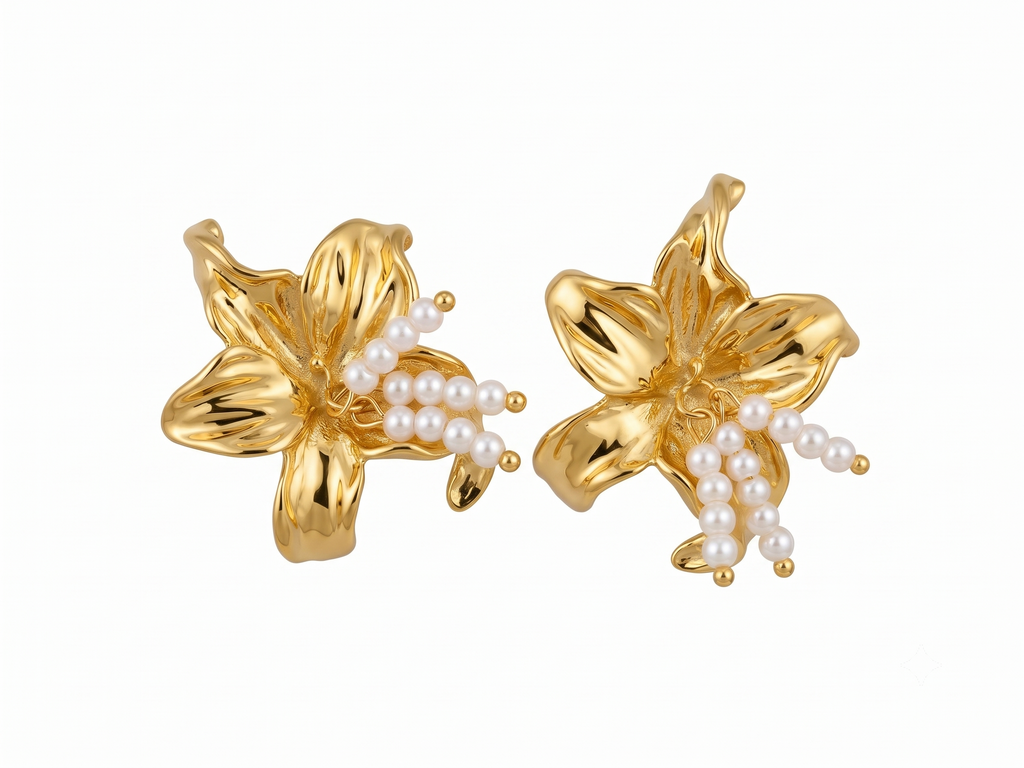 Adya Pearl Orchid Earrings