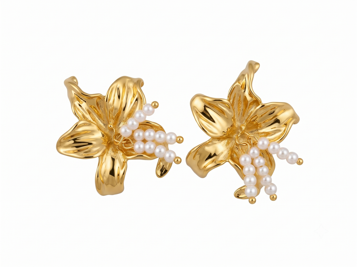 Adya Pearl Orchid Earrings