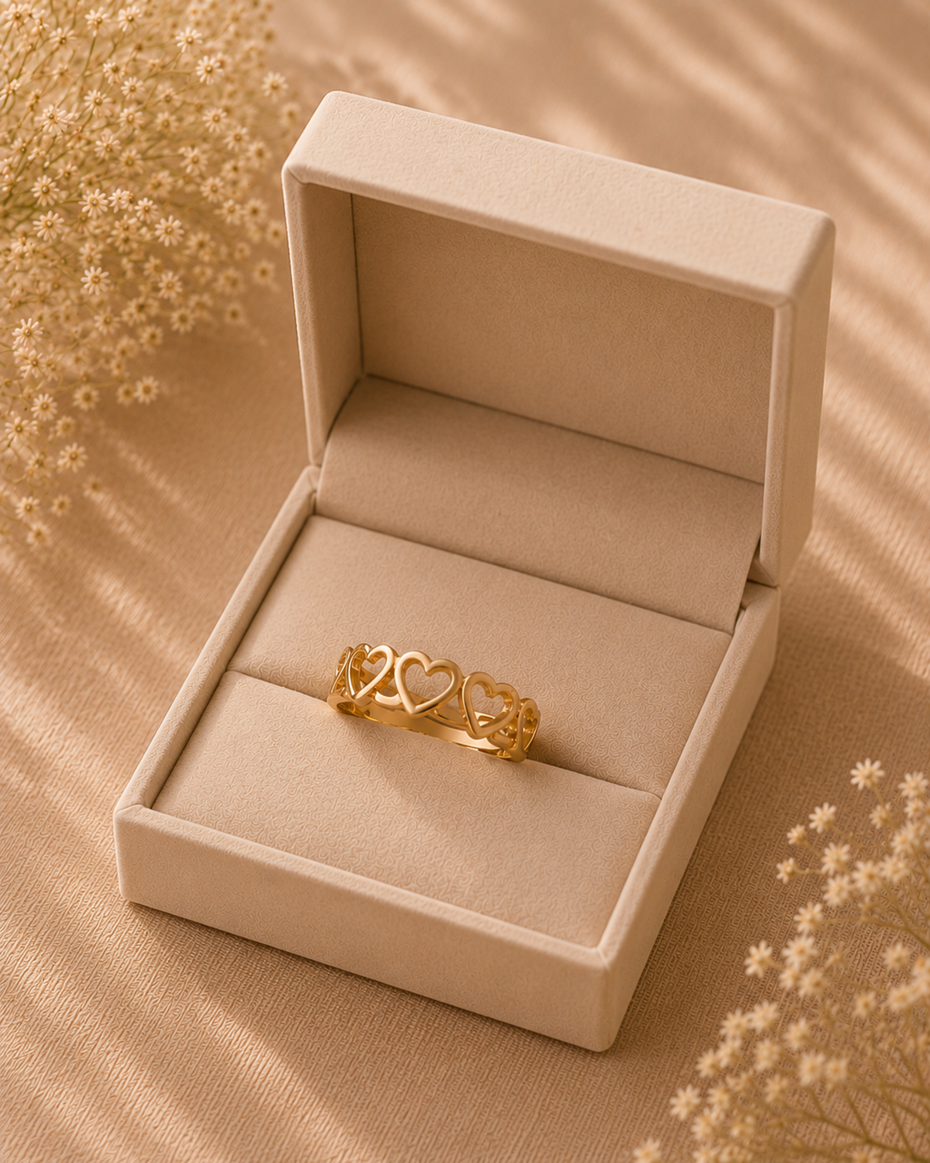 Adya Eternal Hearts Gold-Plated Band Ring for Women