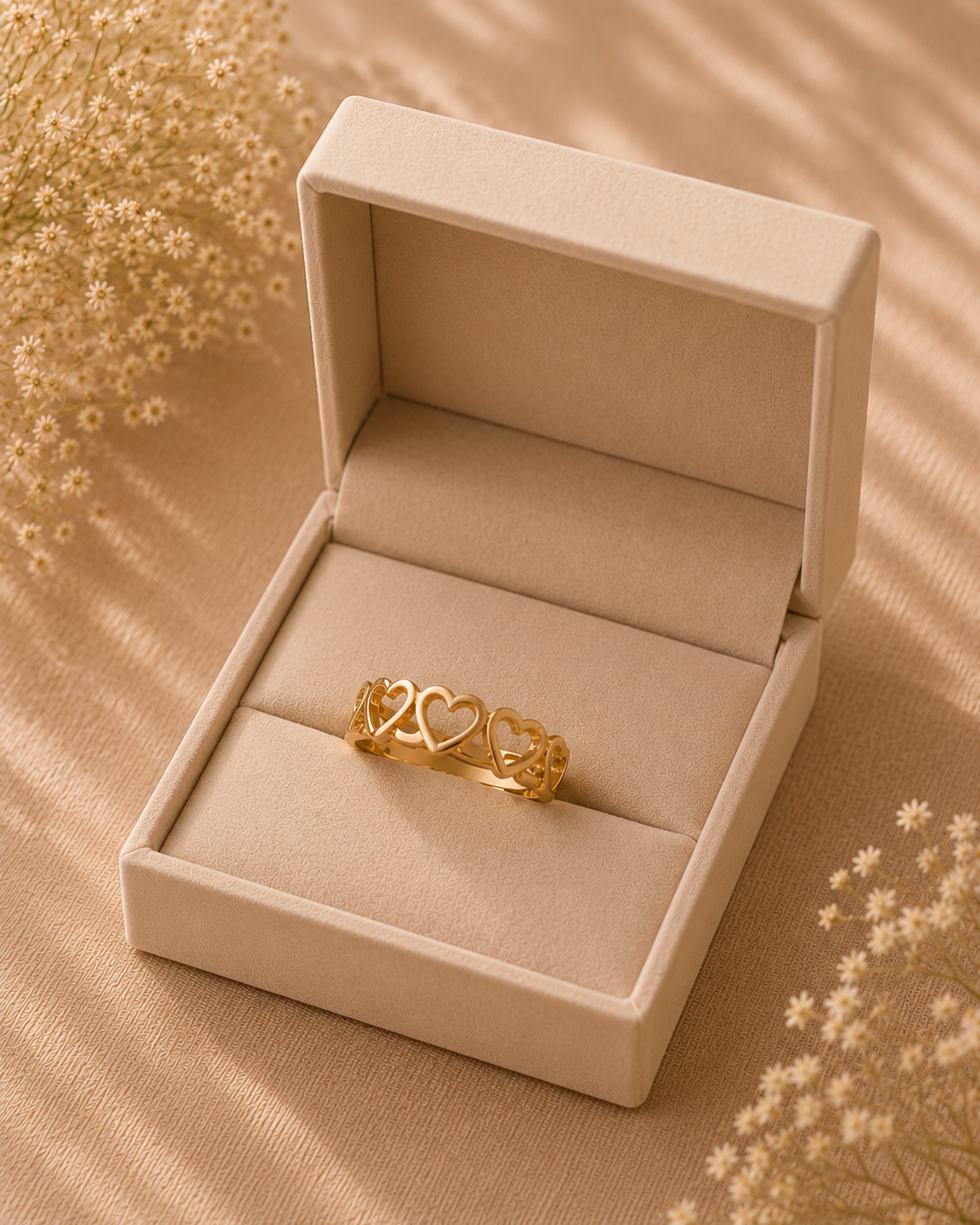 Adya Eternal Hearts Gold-Plated Band Ring for Women