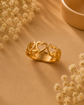 Adya Eternal Hearts Gold-Plated Band Ring for Women