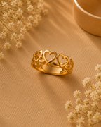 Adya Eternal Hearts Gold-Plated Band Ring for Women
