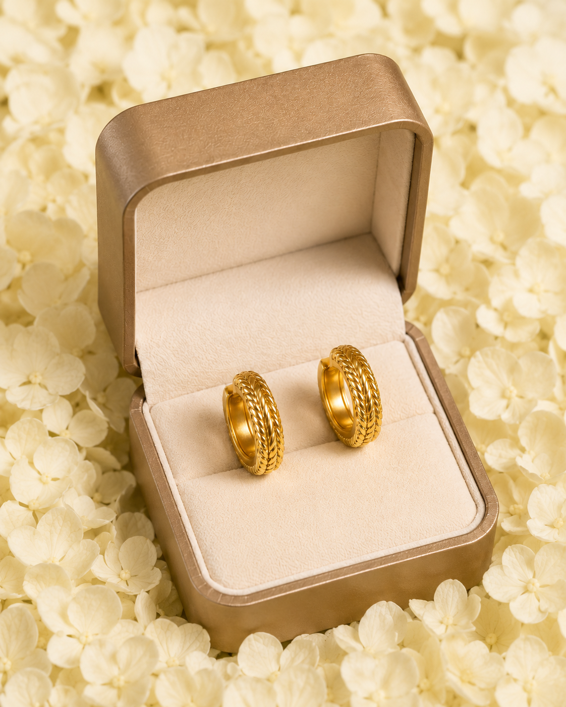 Gold-Toned Textured Hoop Earrings for Women | Braided Everyday Hoop Earrings