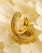 Gold-Toned Textured Hoop Earrings for Women | Braided Everyday Hoop Earrings