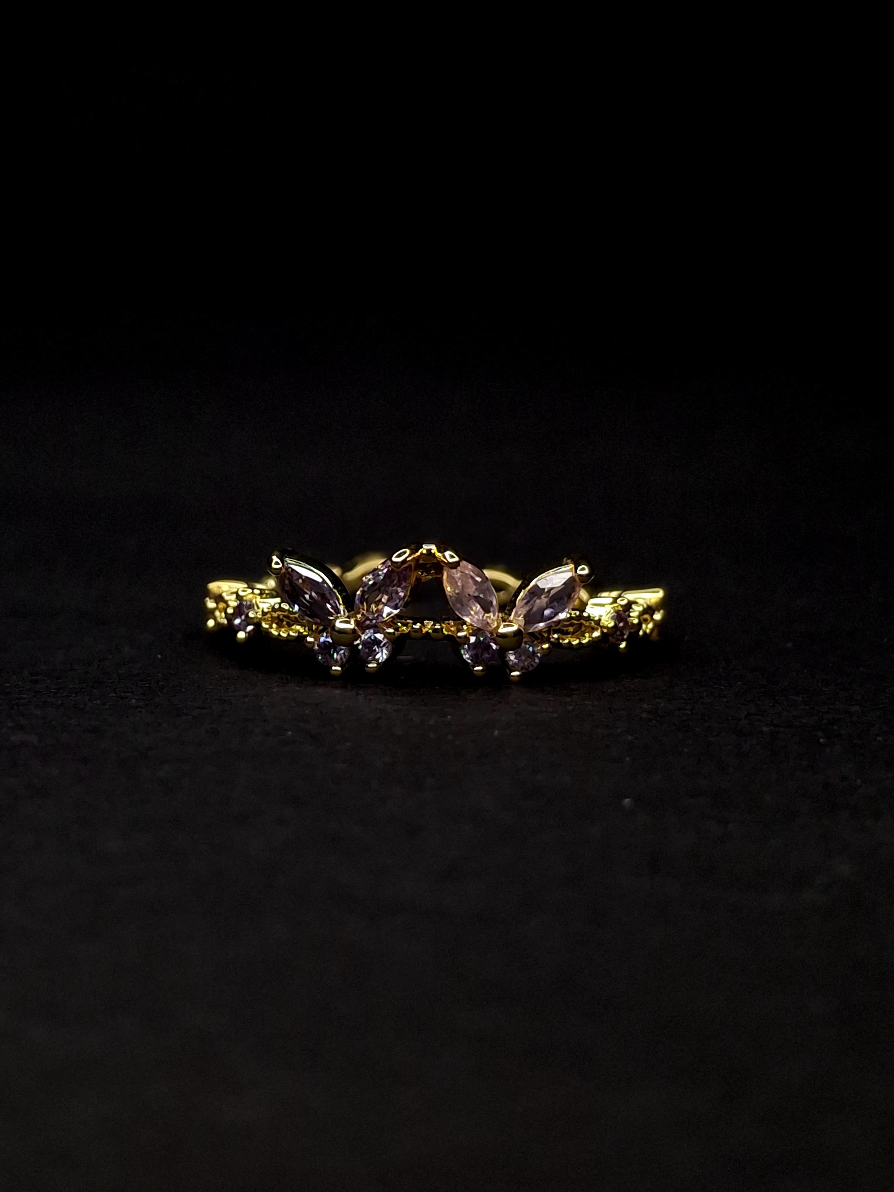 Adya Lavender Blossom Vine Gold-Plated Ring for Women