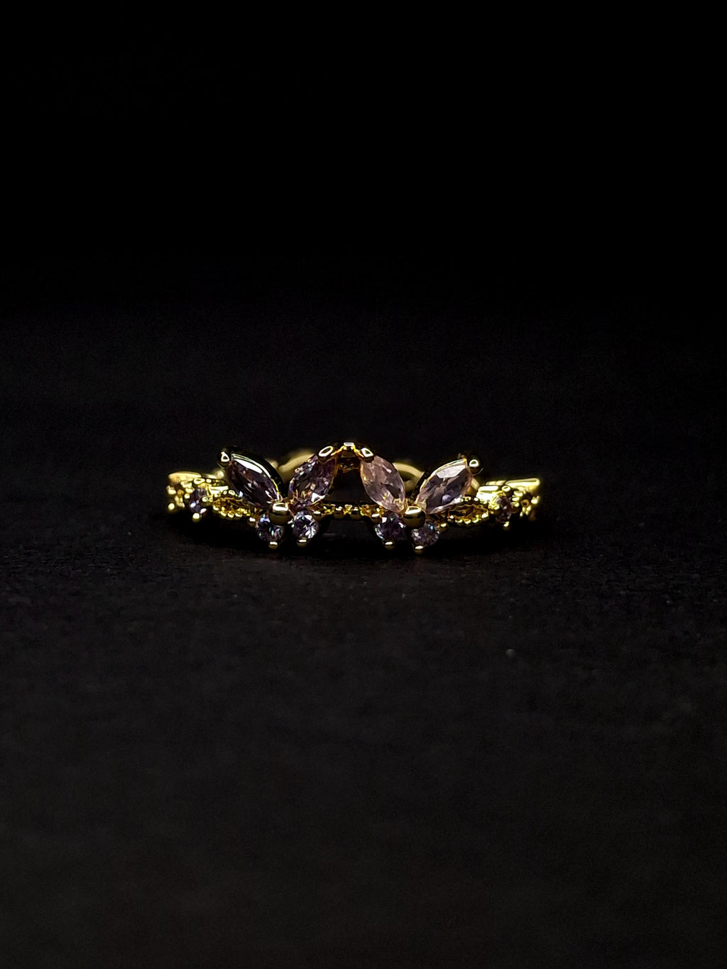 Adya Lavender Blossom Vine Gold-Plated Ring for Women