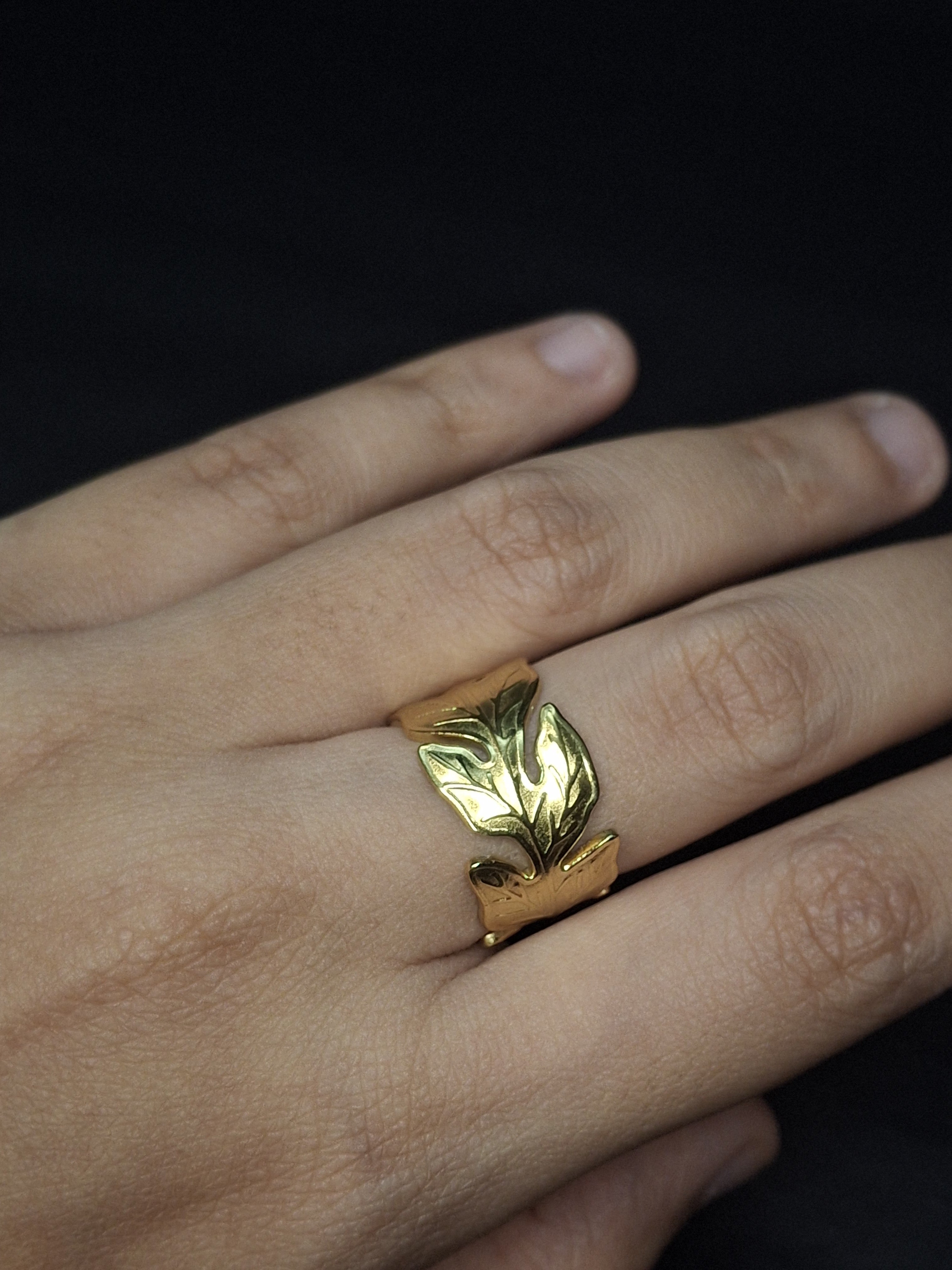 Adya Evergold Laurel Gold-Plated Adjustable Ring for Women