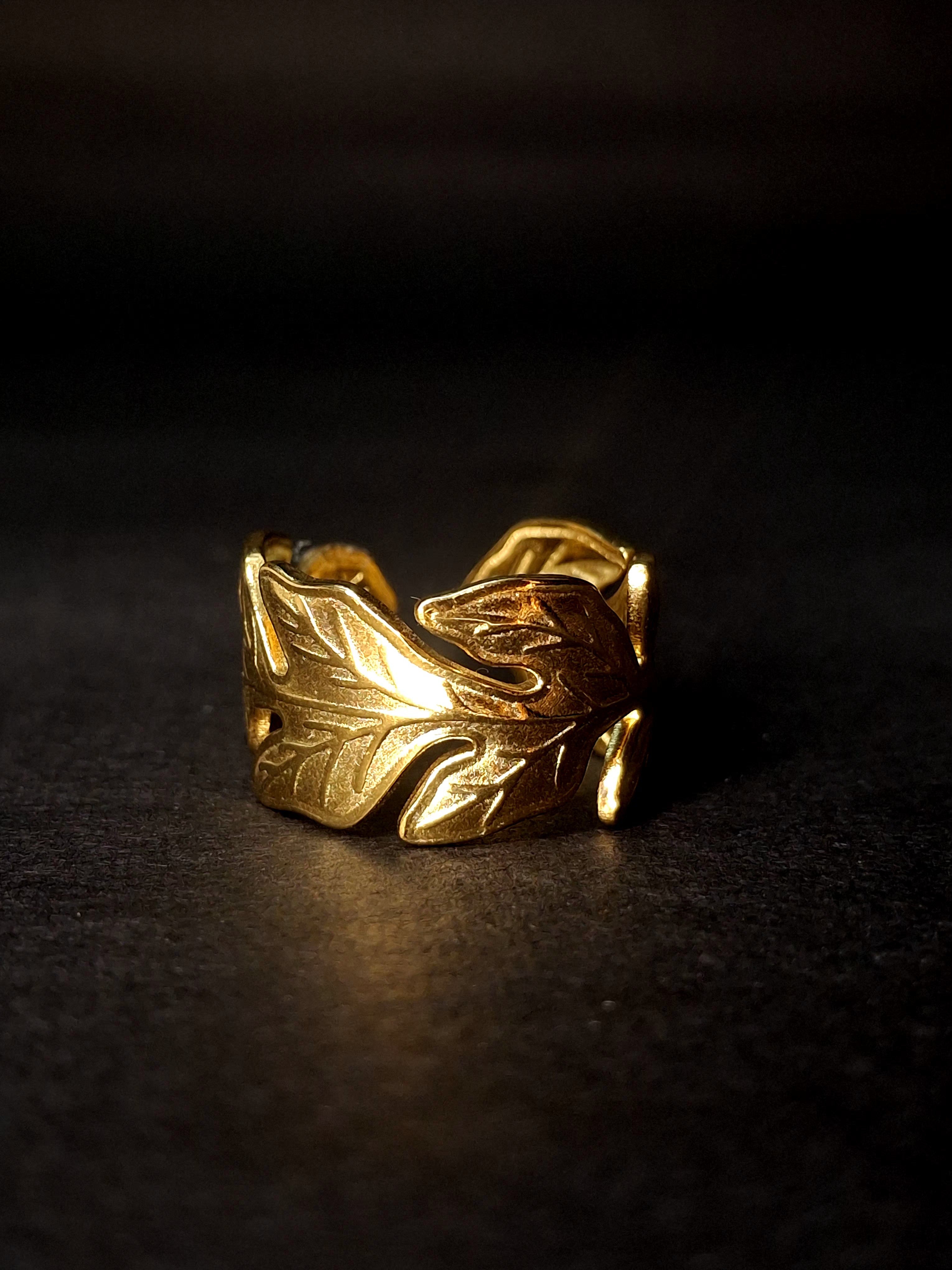 Adya Evergold Laurel Gold-Plated Adjustable Ring for Women