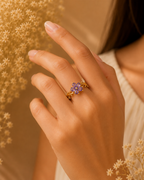 Adya Lilac Blossom Gold-Plated Floral Ring for Women