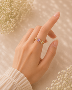 Adya Lilac Meadow Gold-Plated Floral Ring for Women