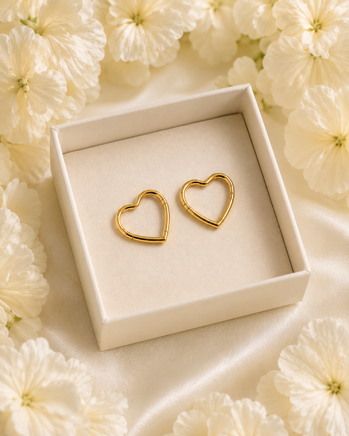Gold-Toned Heart Hoop Earrings for Women | Minimal Open Heart Huggie Earrings