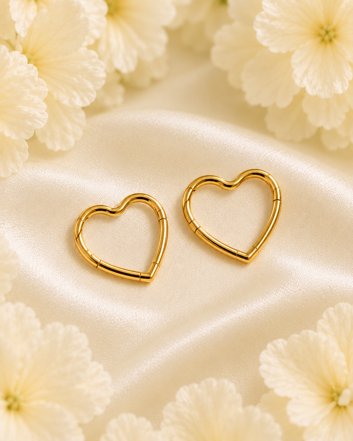 Gold-Toned Heart Hoop Earrings for Women | Minimal Open Heart Huggie Earrings