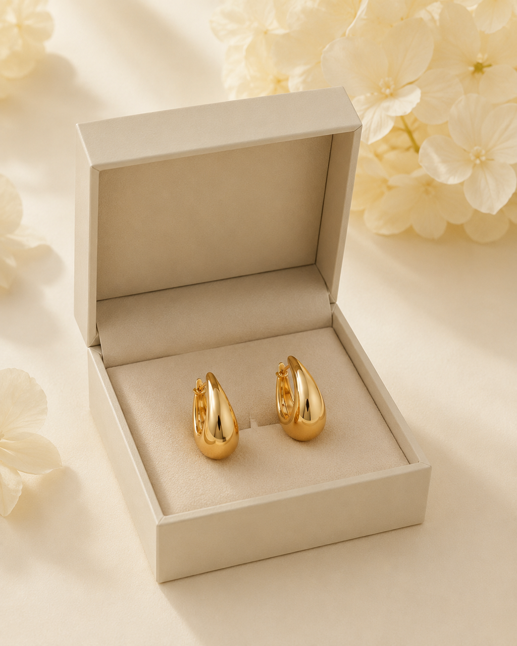 Gold-Toned Molten Teardrop Hoop Earrings for Women | Bold Minimal Statement Earrings