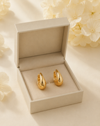 Gold-Toned Molten Teardrop Hoop Earrings for Women | Bold Minimal Statement Earrings