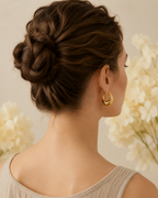Gold-Toned Molten Teardrop Hoop Earrings for Women | Bold Minimal Statement Earrings