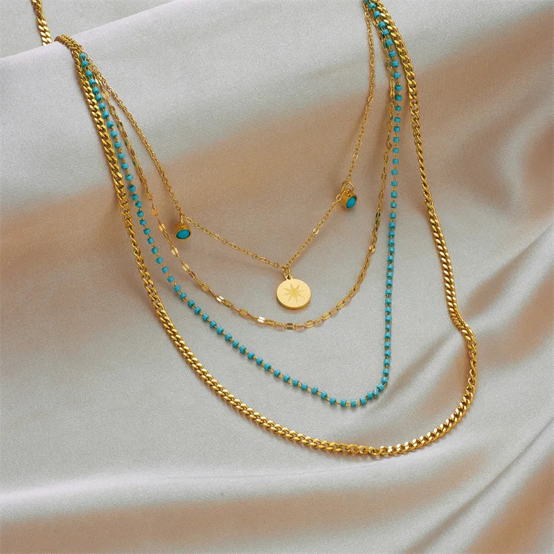 Adya Solstice Turquoise Tiered Chain Necklace