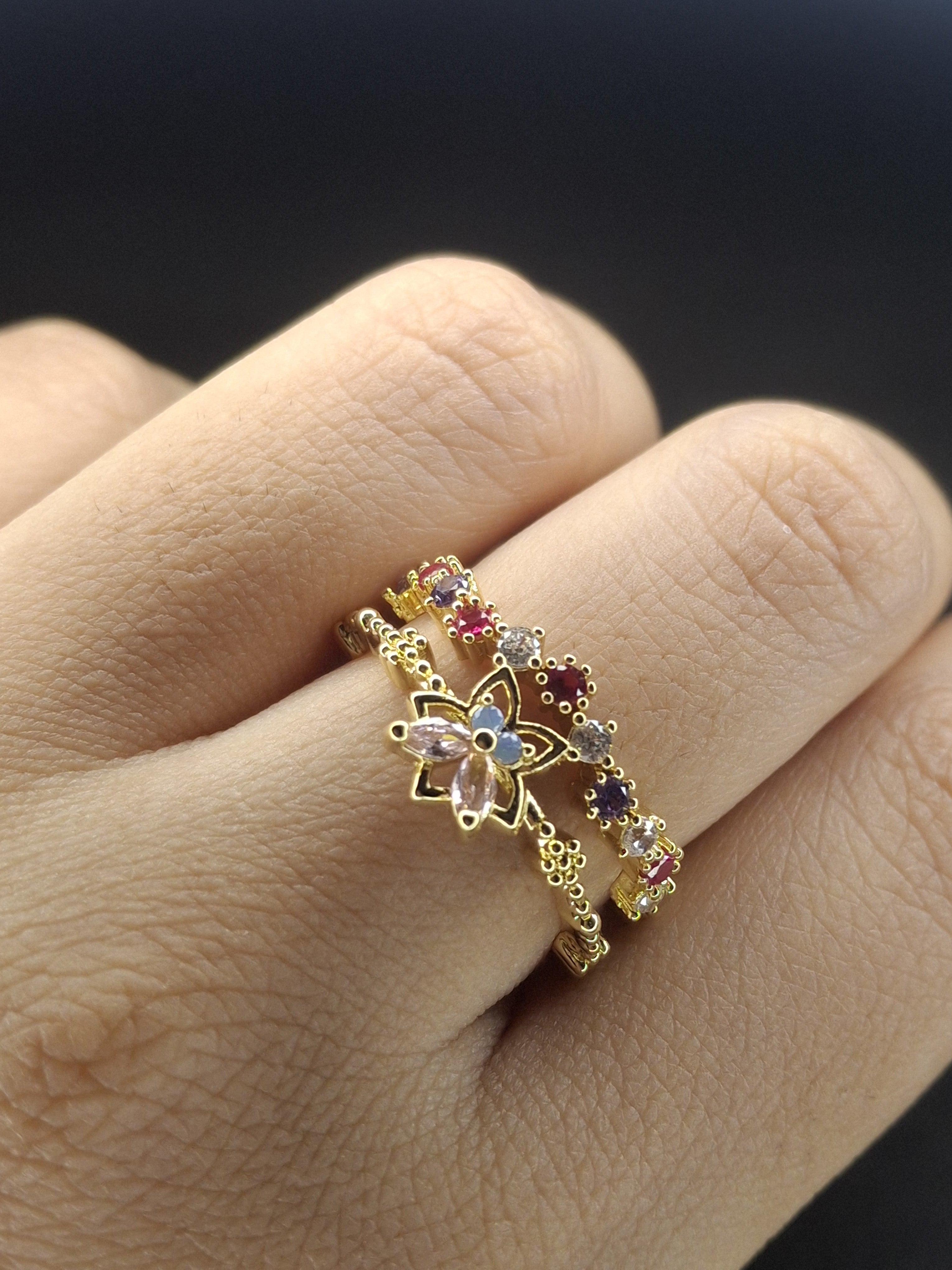 Adya Multicoloured Cosmos Garland Ring for Women