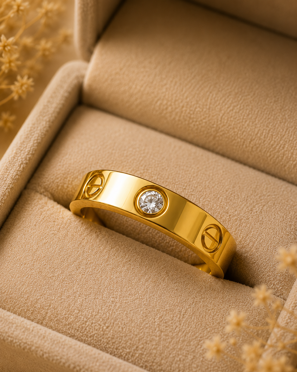 Adya Northstar Solitaire Gold-Plated Band Ring for Women