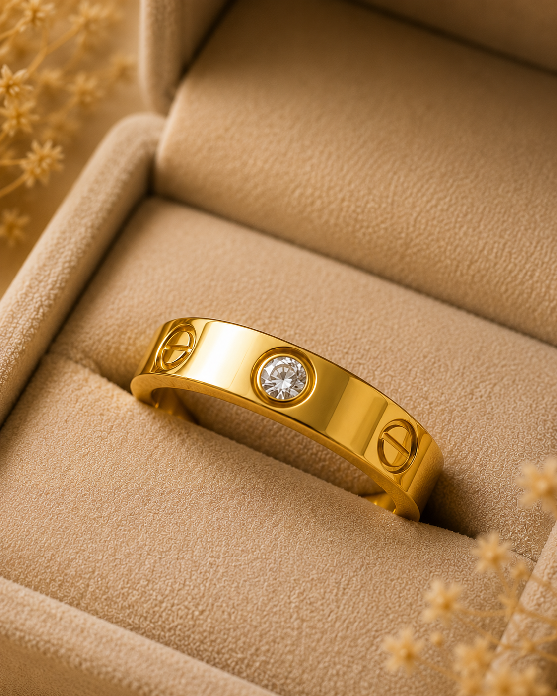 Adya Northstar Solitaire Gold-Plated Band Ring for Women