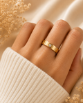 Adya Northstar Solitaire Gold-Plated Band Ring for Women