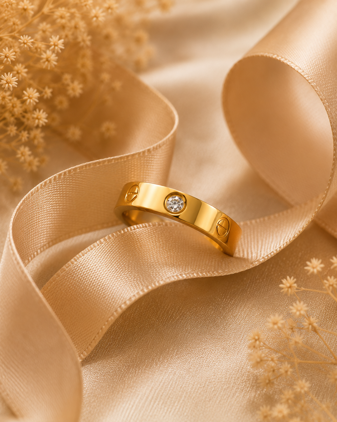 Adya Northstar Solitaire Gold-Plated Band Ring for Women