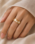 Adya Pearl Hearts Gold-Plated Band Ring for Women