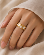 Adya Pearl Hearts Gold-Plated Band Ring for Women