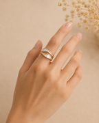 Adya Pearl Veil Gold-Plated Statement Ring for Women