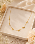 Gold-Toned Bow Charm Necklace for Women | Minimal Cute Bow Chain Necklace