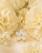 Gold-Toned Crystal Flower Hoop Earrings for Women | Floral Drop Dangle Earrings