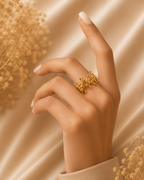 Adya Abstract Textured Gold-Plated Statement Ring for Women