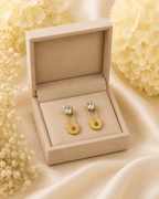 Gold-Toned Safety Pin Crystal Drop Earrings for Women | Contemporary Statement Stud Earrings