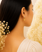 Gold-Toned Safety Pin Crystal Drop Earrings for Women | Contemporary Statement Stud Earrings