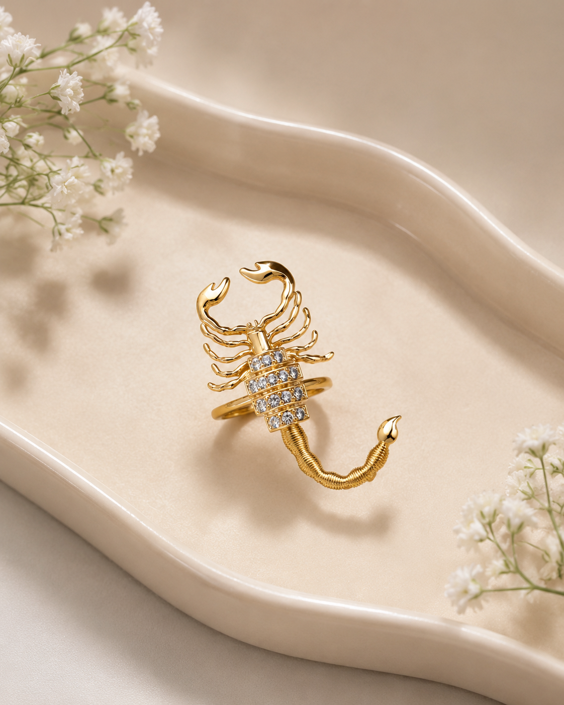 Adya Scorpio Gold-Plated Adjustable Statement Ring for Women