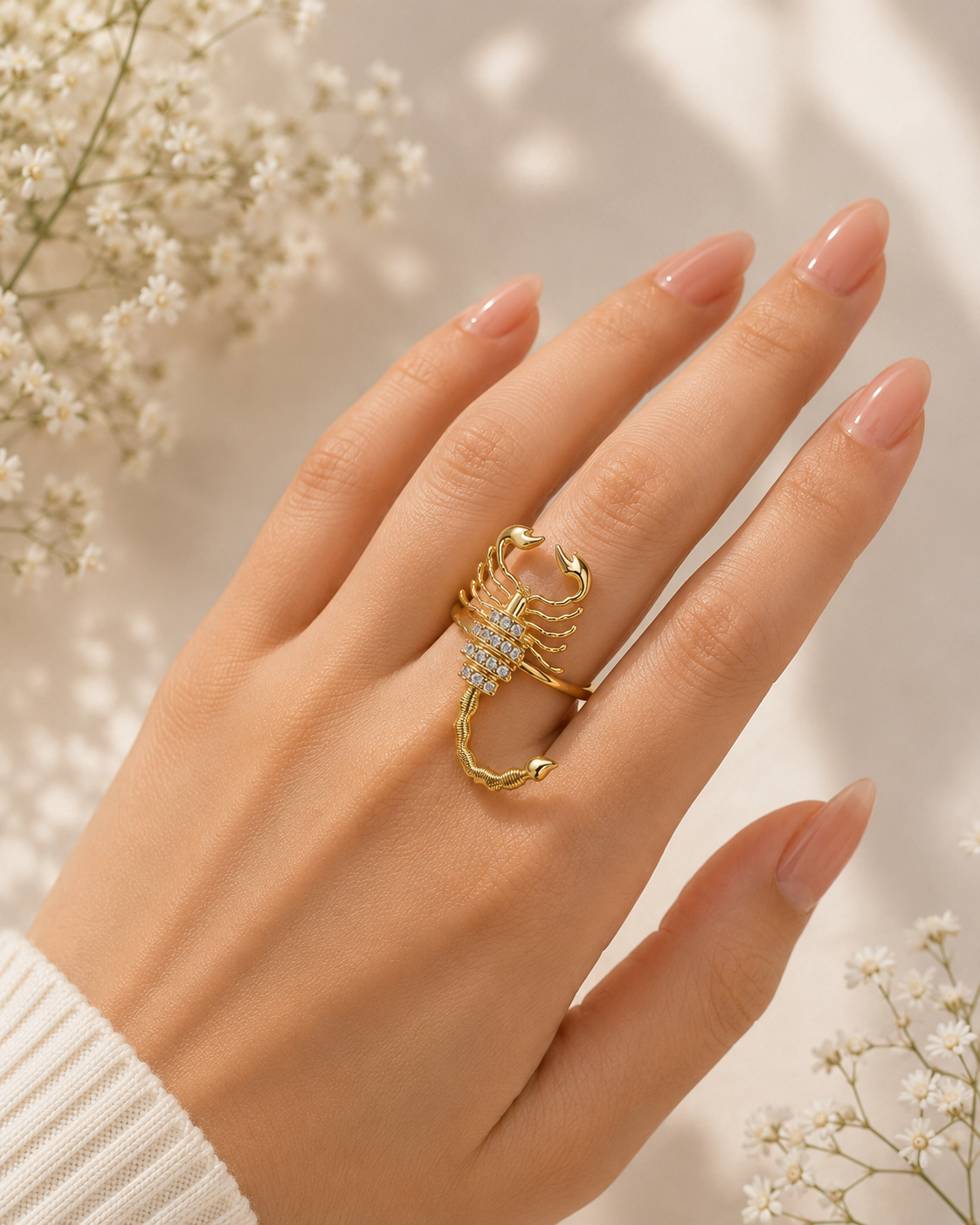 Adya Scorpio Gold-Plated Adjustable Statement Ring for Women
