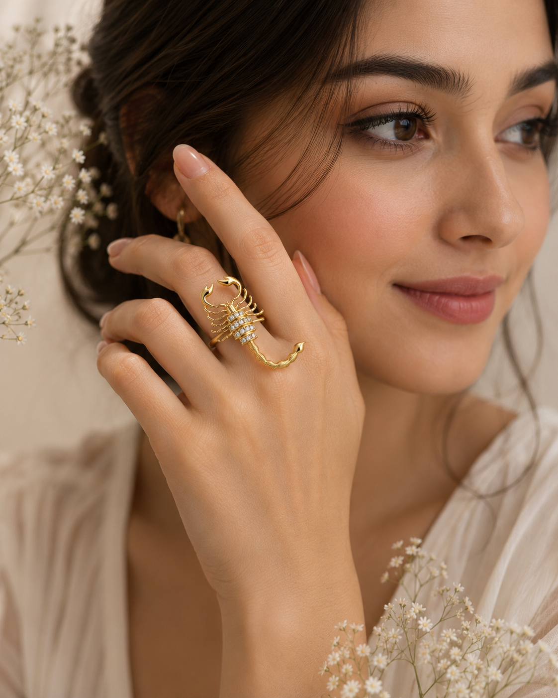 Adya Scorpio Gold-Plated Adjustable Statement Ring for Women