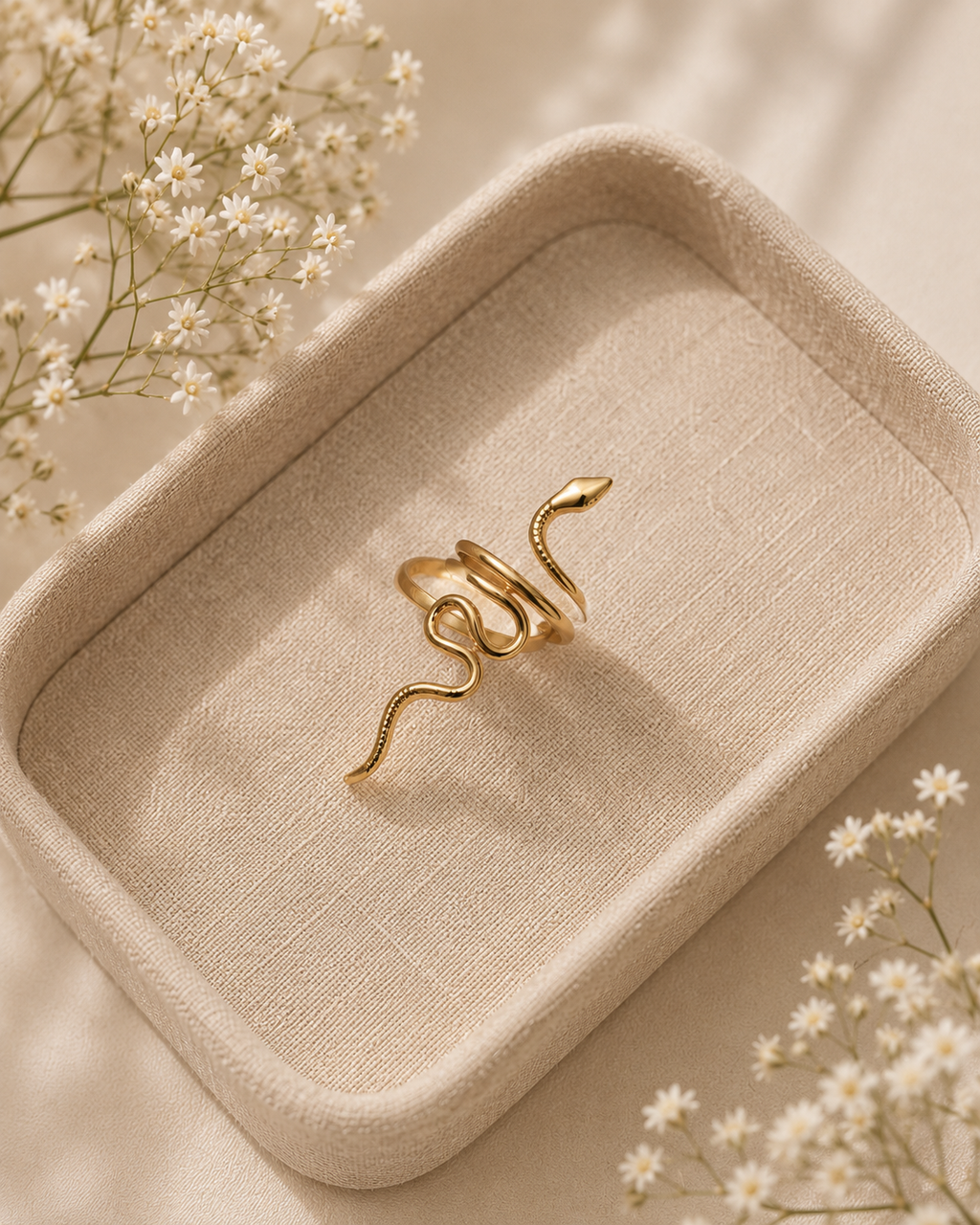 Adya Serpentine Gold-Plated Adjustable Snake Ring for Women