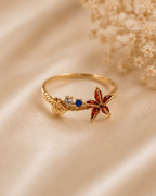 Adya Ocean Bloom Gold-Plated Adjustable Floral Ring for Women