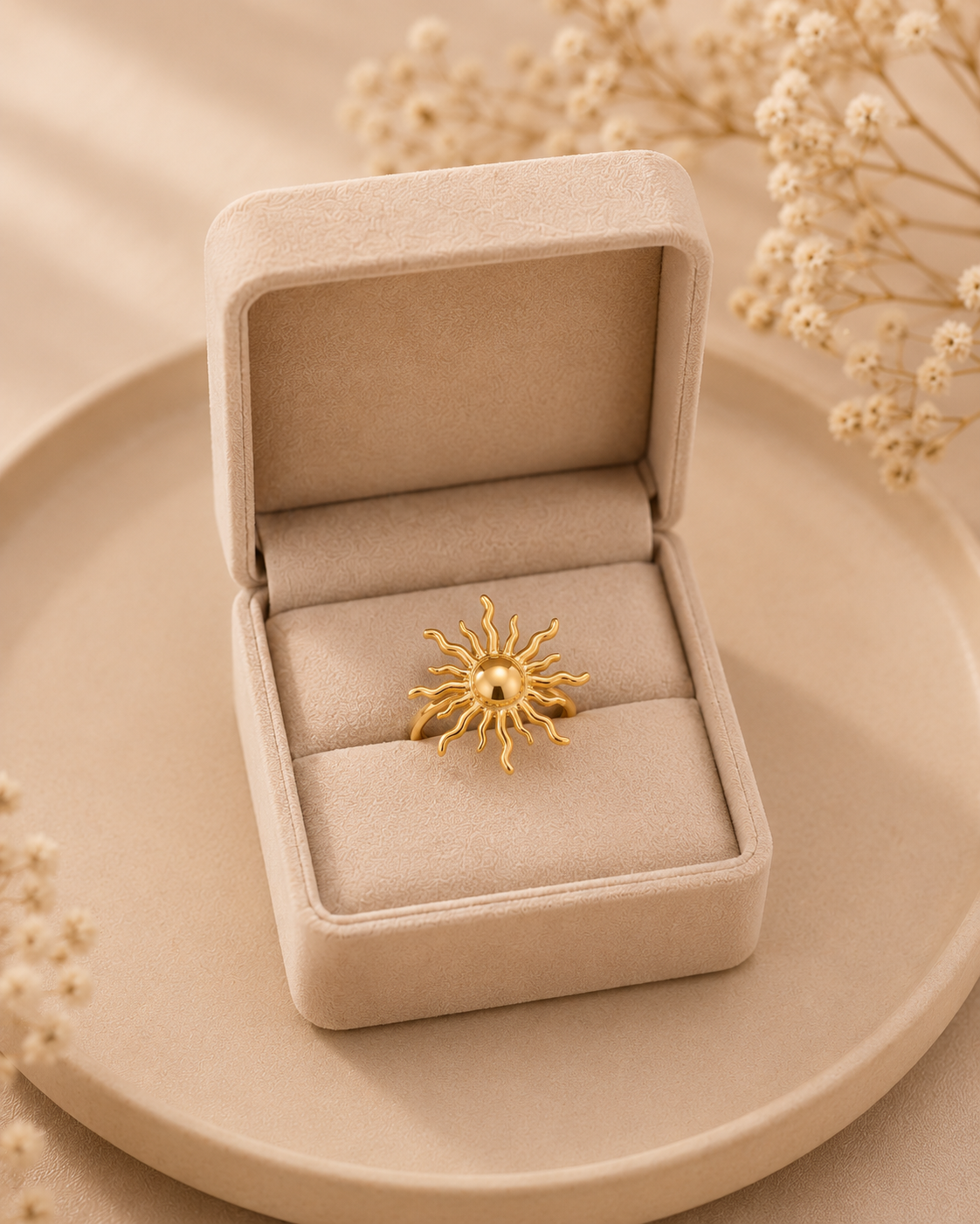 Adya Solarflare Gold-Plated Sun Statement Ring for Women